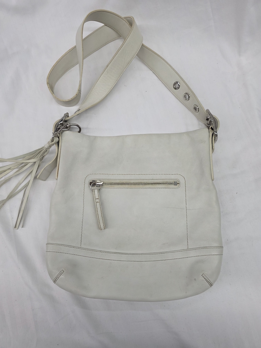 Coach Leather Shoulder Bag with Tassel
